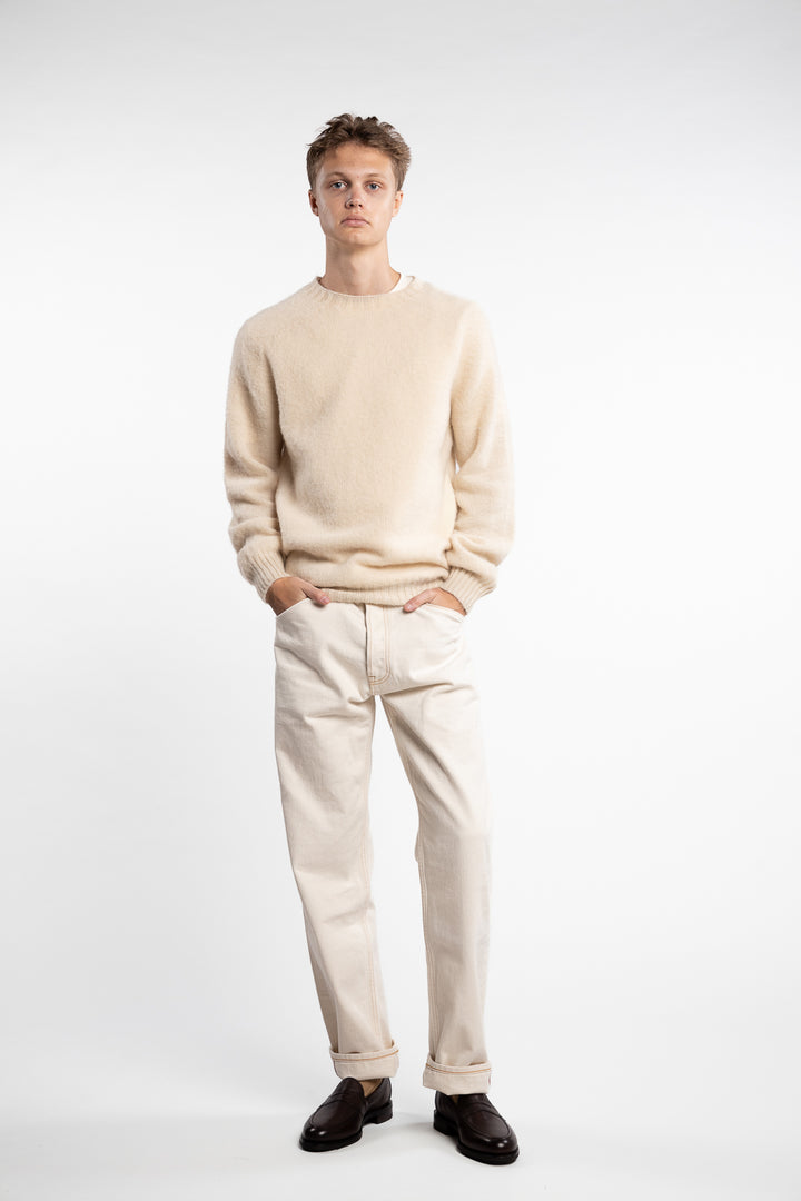 Brushed Shetland Crew Neck Jumper Cream