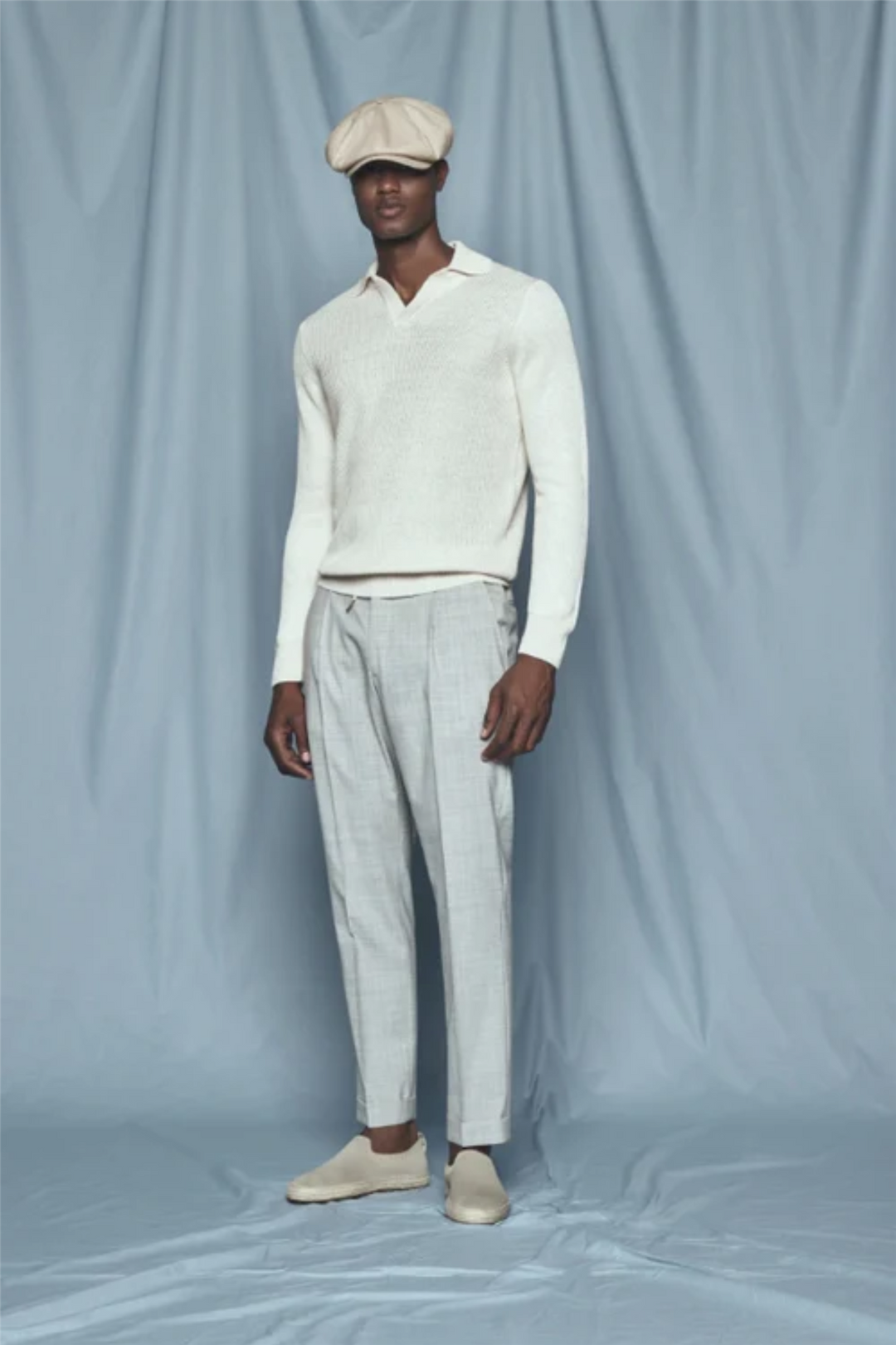 Fisherman´s Rib Knit Skipper Polo Beige