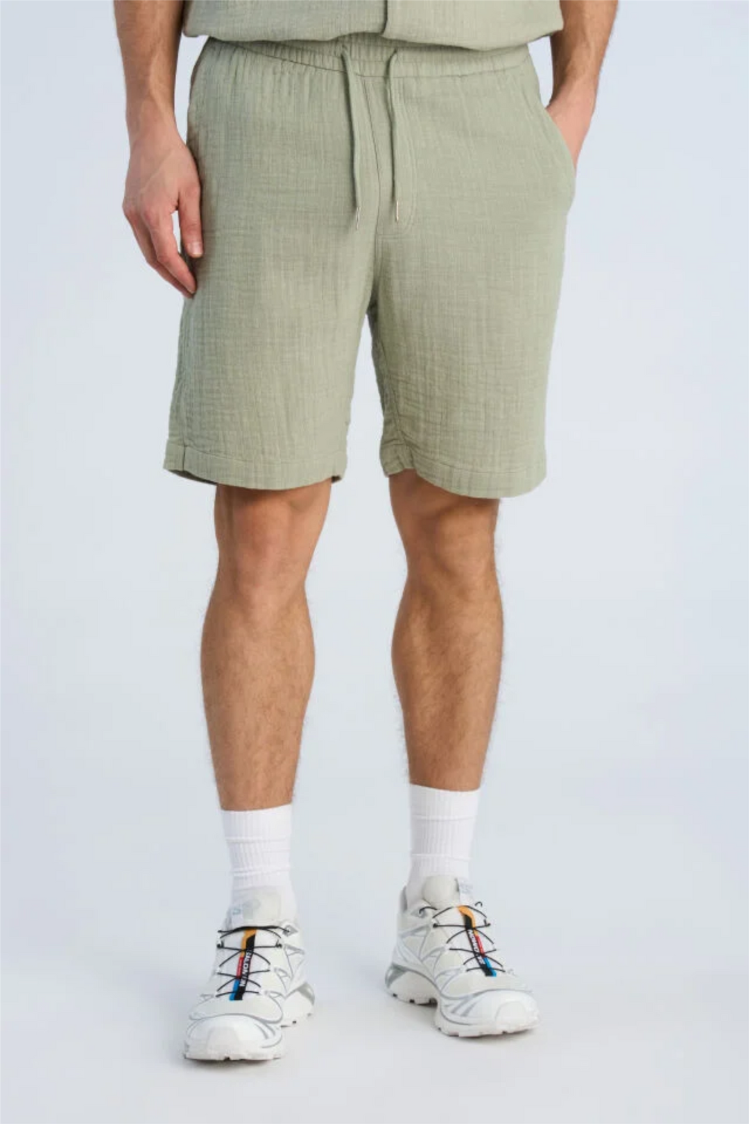 Cotton Muslin Shorts Dusty Olive