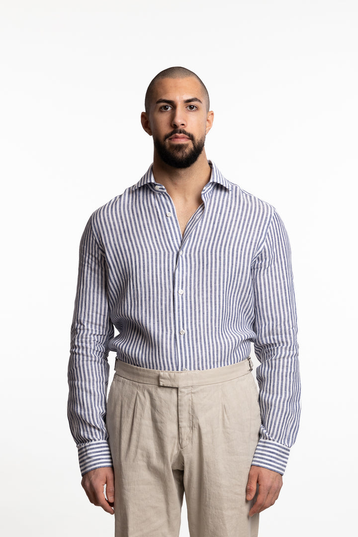 Culto Linen Shirt Blue Stripes