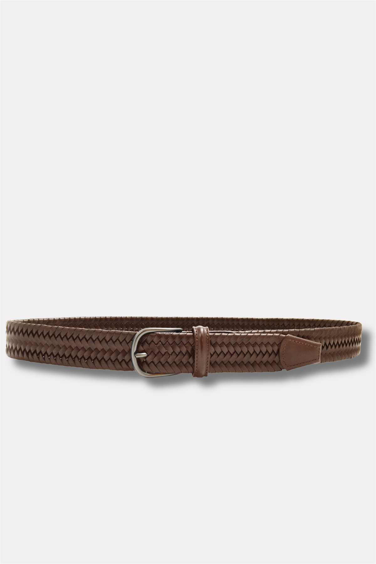 Stretch Woven Leather Belt Brown 3,5 cm