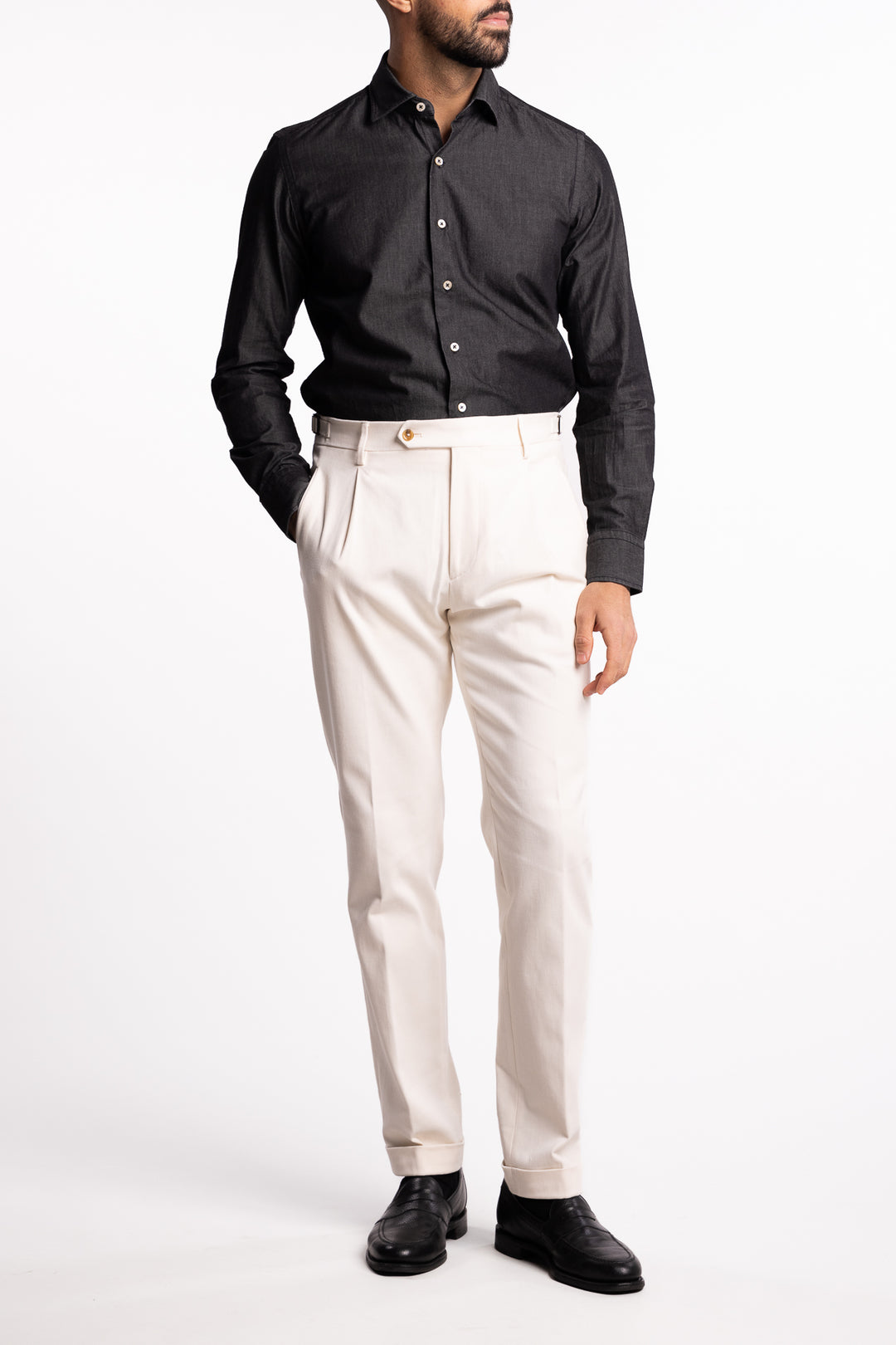 Cotton Chambray Shirt Dark Grey Denim