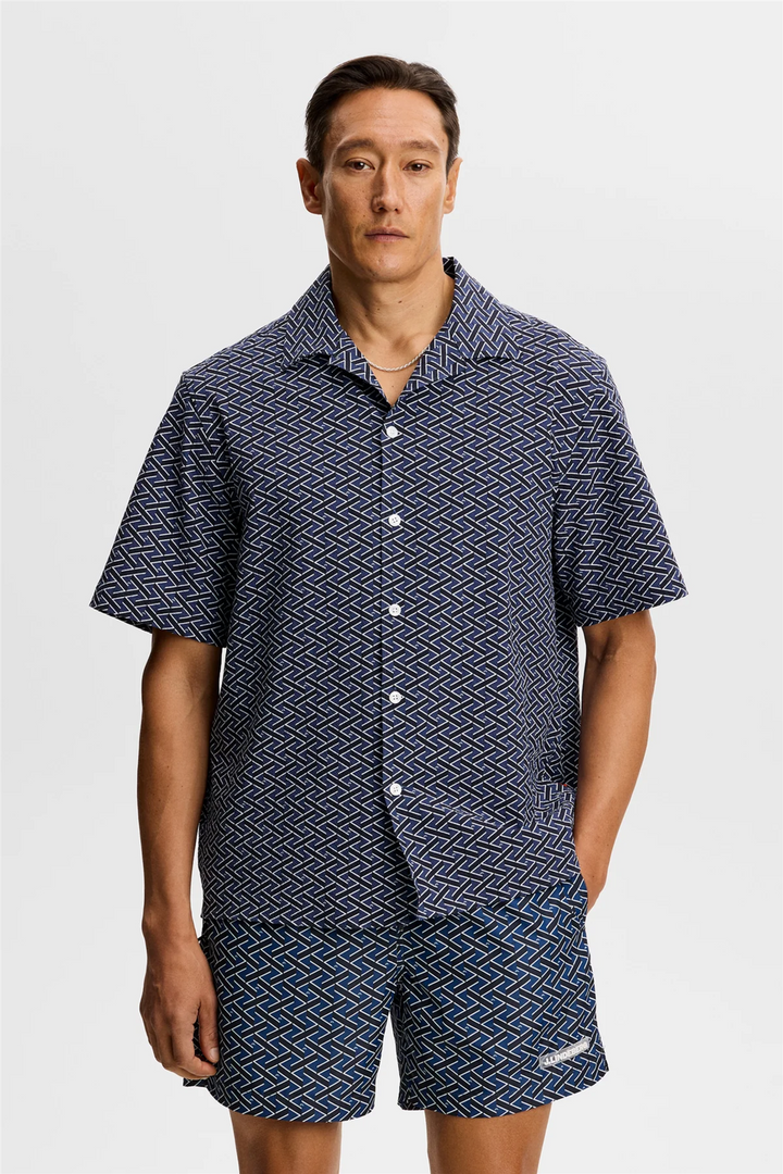 Donso Geo Resort Shirt Ladder Estate Navy