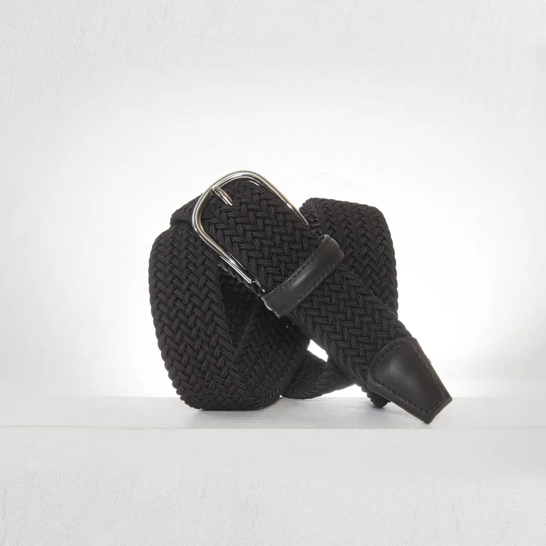 Classic Elastic Woven Belt Brown 3,5 cm