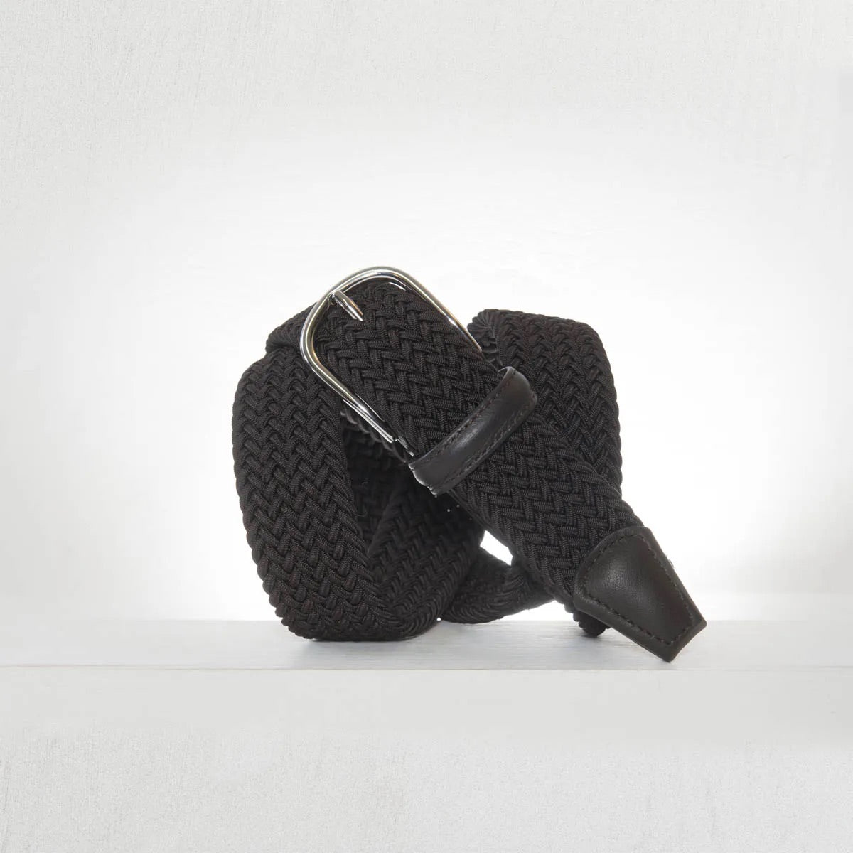 Classic Elastic Woven Belt Brown 3,5 cm