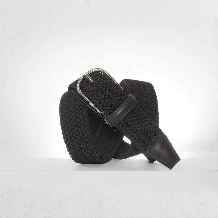 Classic Elastic Woven Belt Brown 3,5 cm