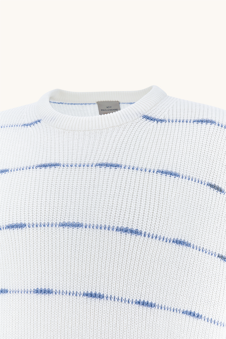 Crew-Neck Sweater Linen/Cotton Urukai With Striped Pattern