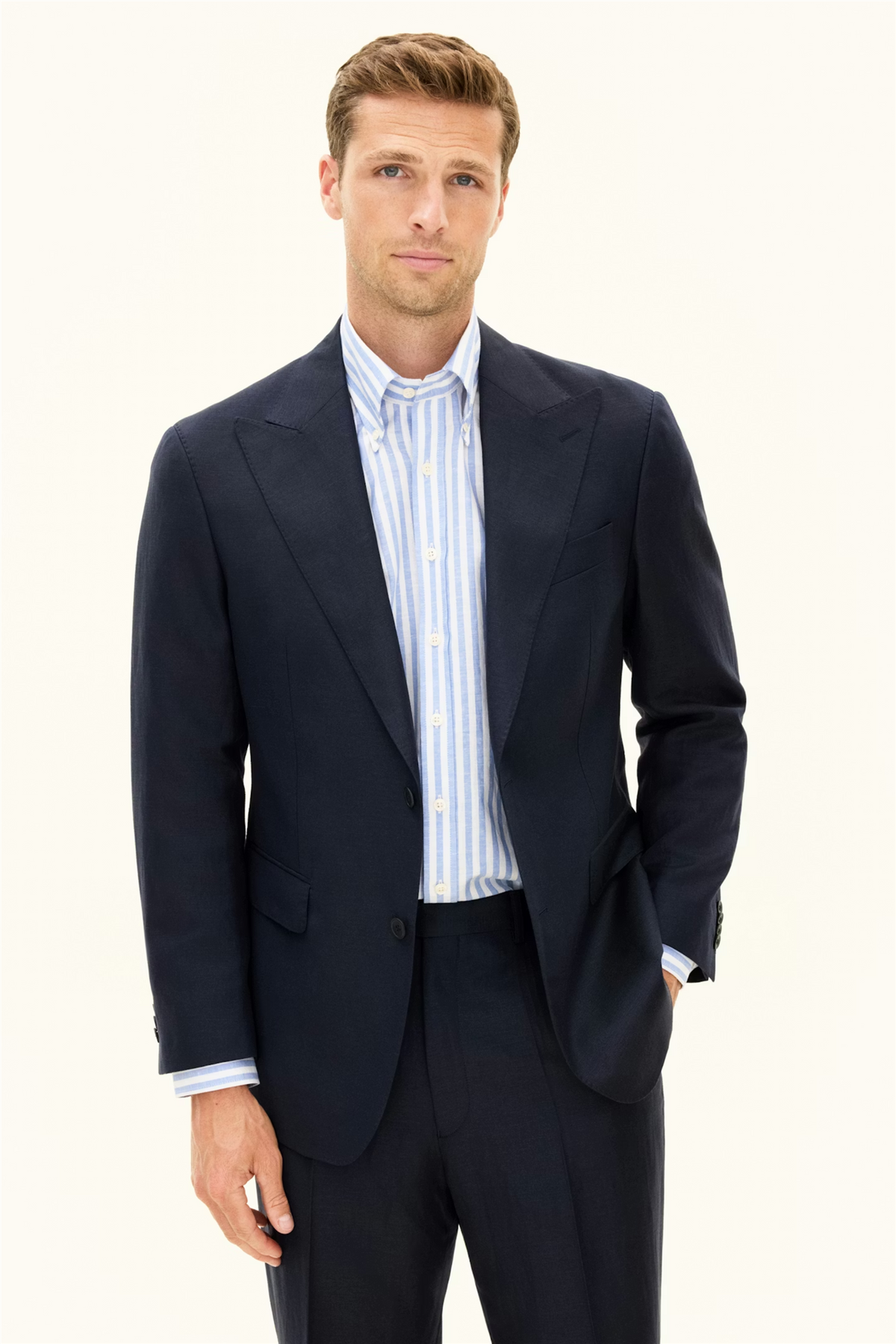 Rufus Regular Fit Wool/Linen Blazer Navy