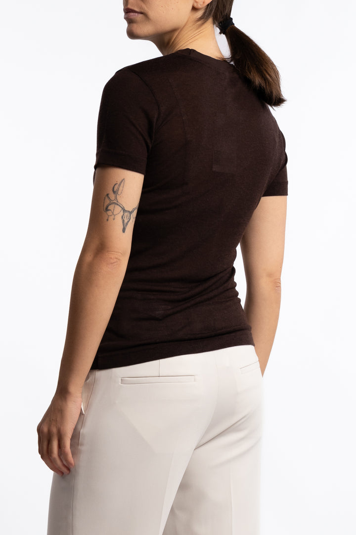 Lyocell Cashmere Tee- Brown