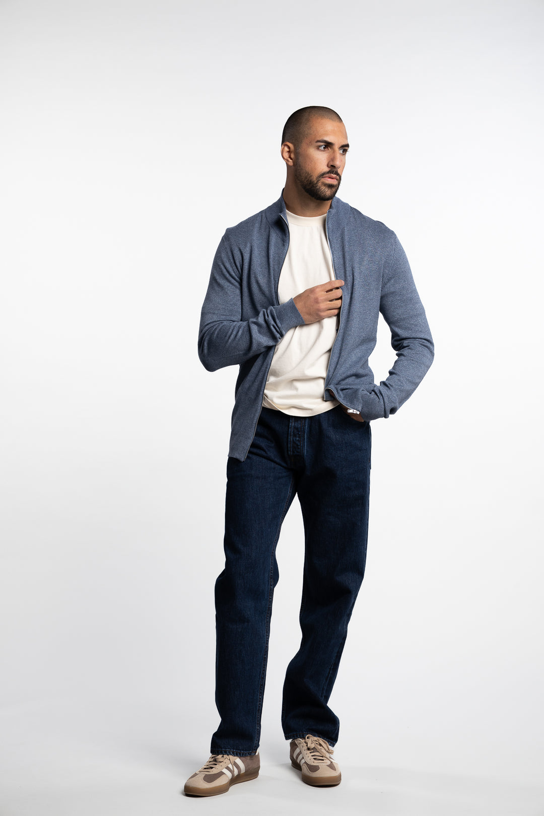 Ecovero Zip Cardigan Blue Blend