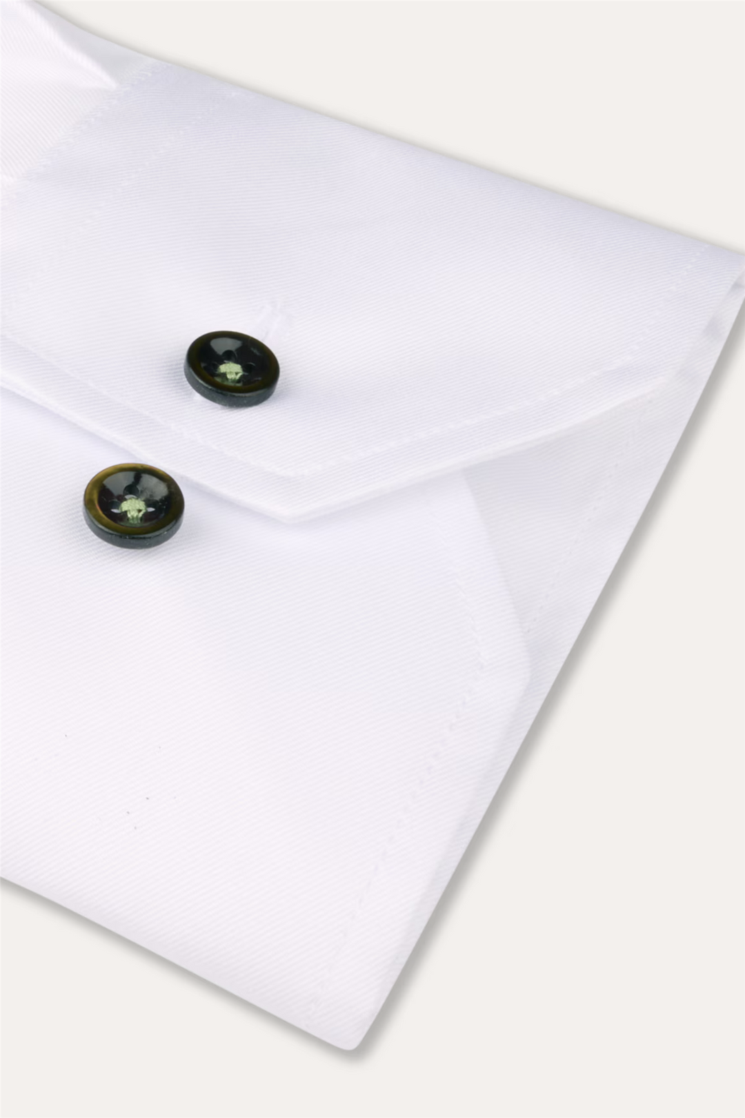 Slimline Twill Shirt Contrast Buttons White