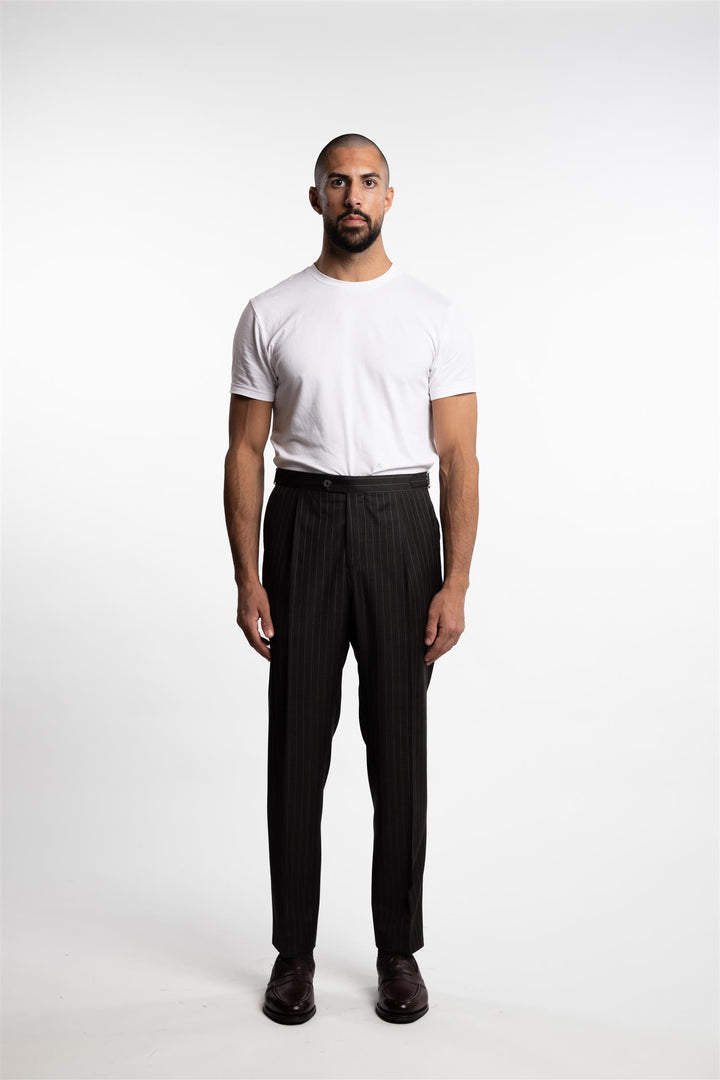 Prato Pleated Wool Trousers Dark Brown