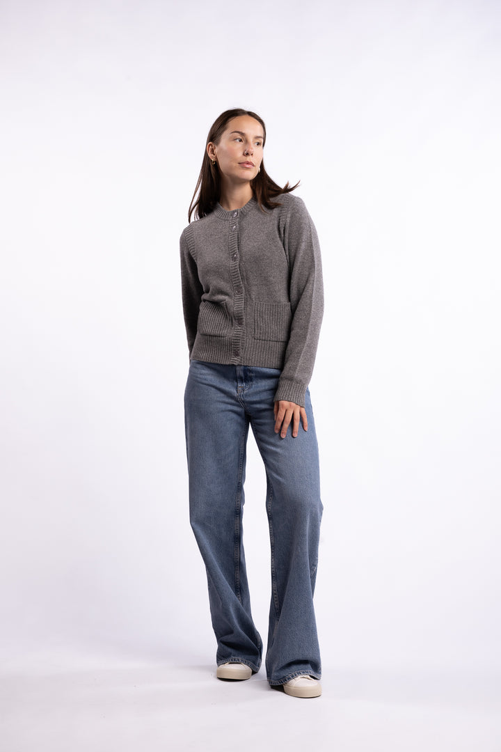 Saelif Short Cardigan 15010 - Dark Grey Mel.