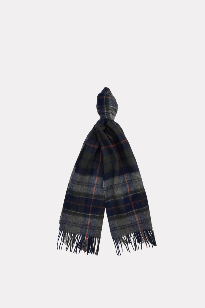 Brack Patchwork Tartan Wool Scarf Navy/Olive