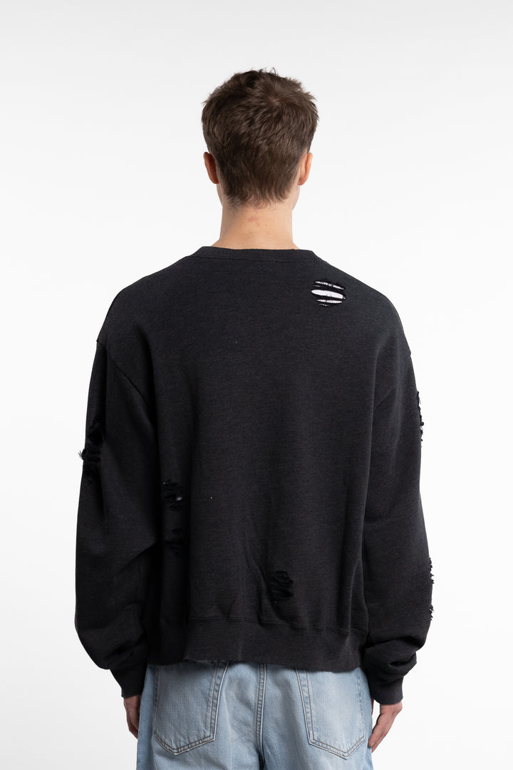 Sweater Printed Logo Black Melange