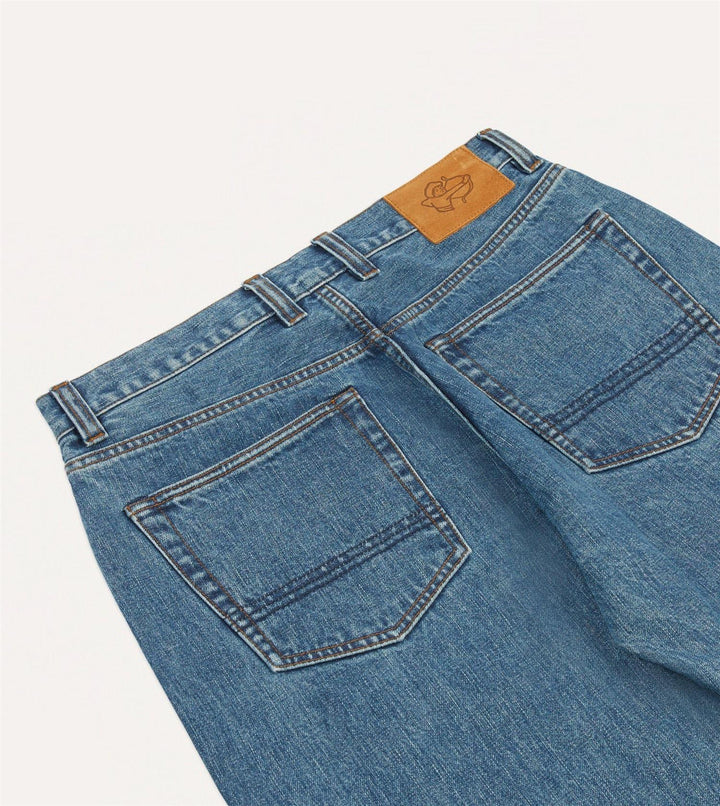 14,2 Oz 5-Pocket Mid-Waist Japanese Selvedge Denim Bleach Wash