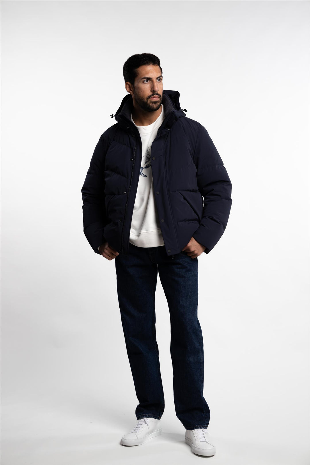 Woven Down Jacket Navy