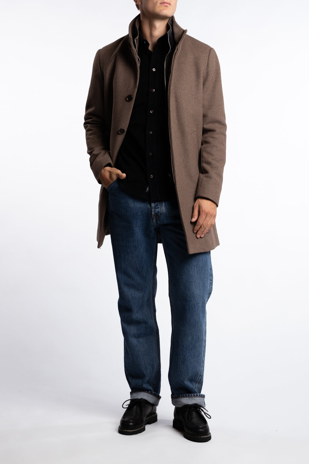 Harvey Classic Wool Coat Walnut