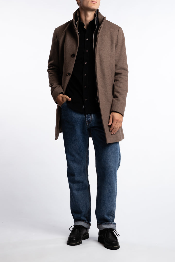 Harvey Classic Wool Coat Walnut