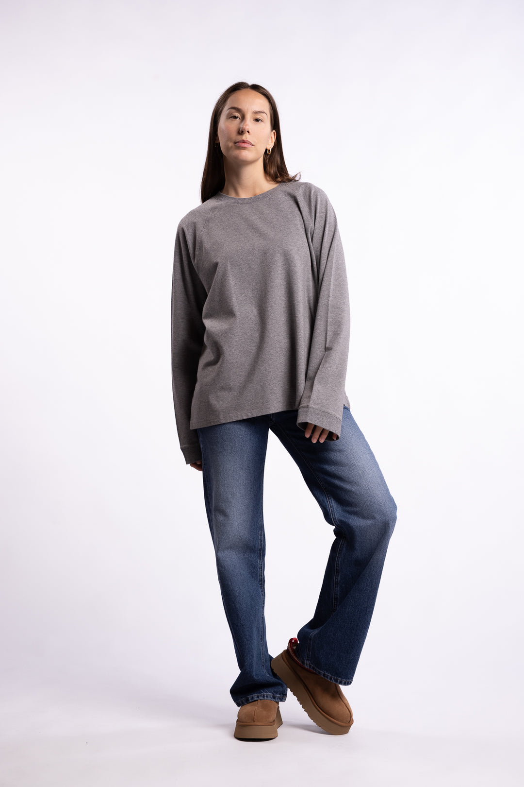Thelma LS Cotton Tee- Grey Malange
