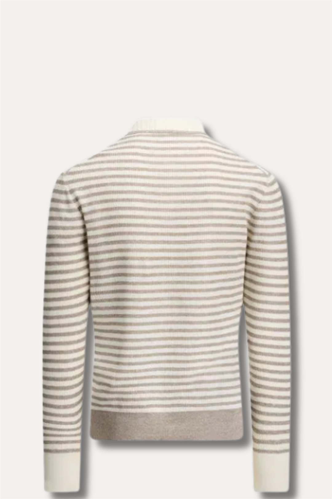 Striped Knitted Skipper Polo Off-White/Beige