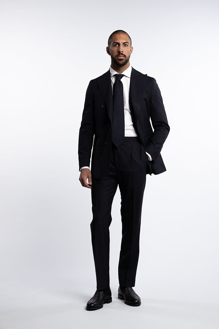 Farris Regular Fit Double Breasted Wool Blazer Dark Navy