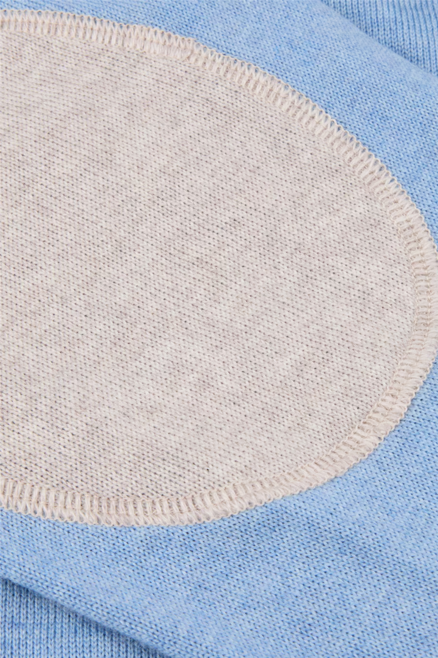 Merino Wool Crew Neck Elbow Patch Light Blue