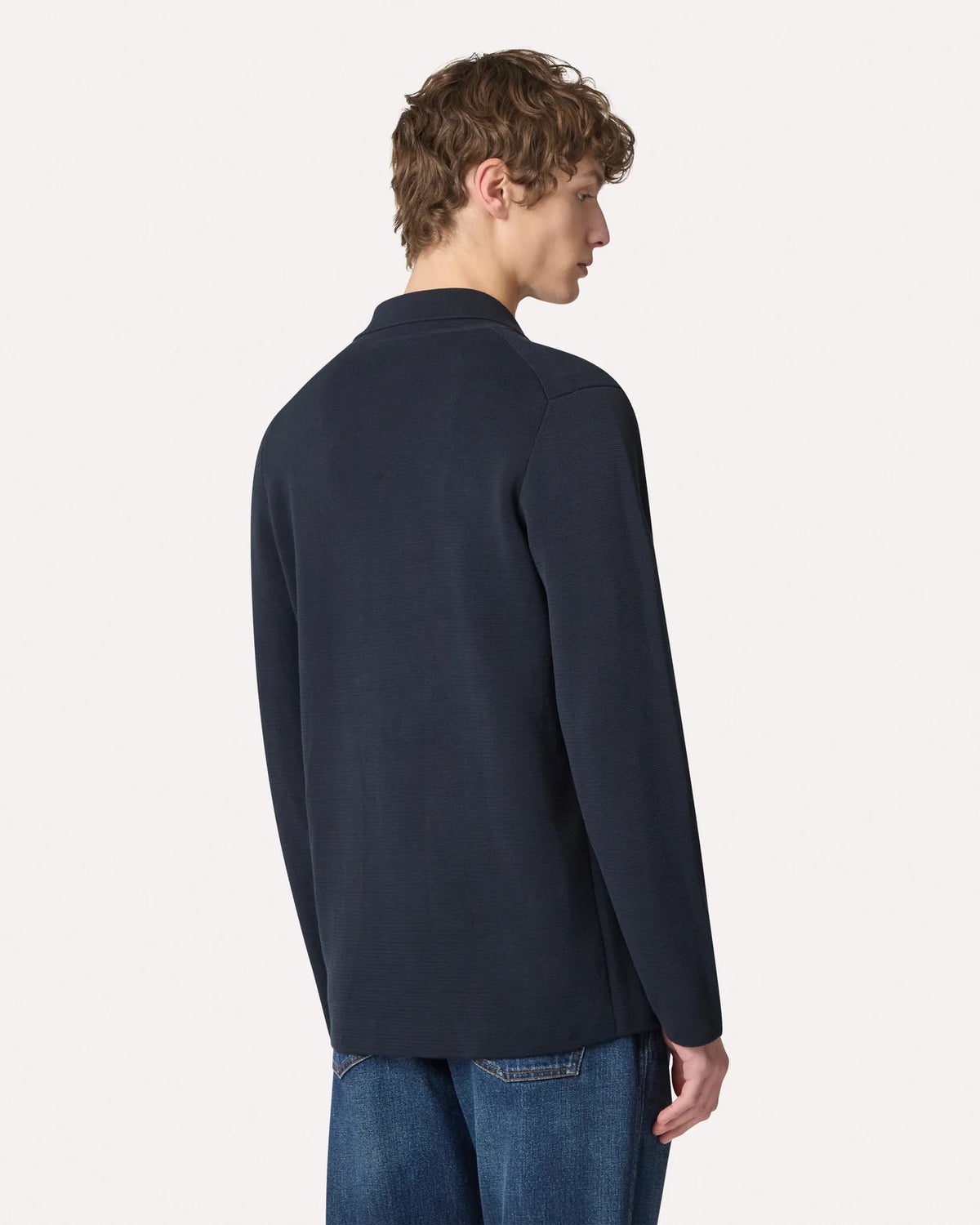 Single-Breasted Knit Jacket Blue