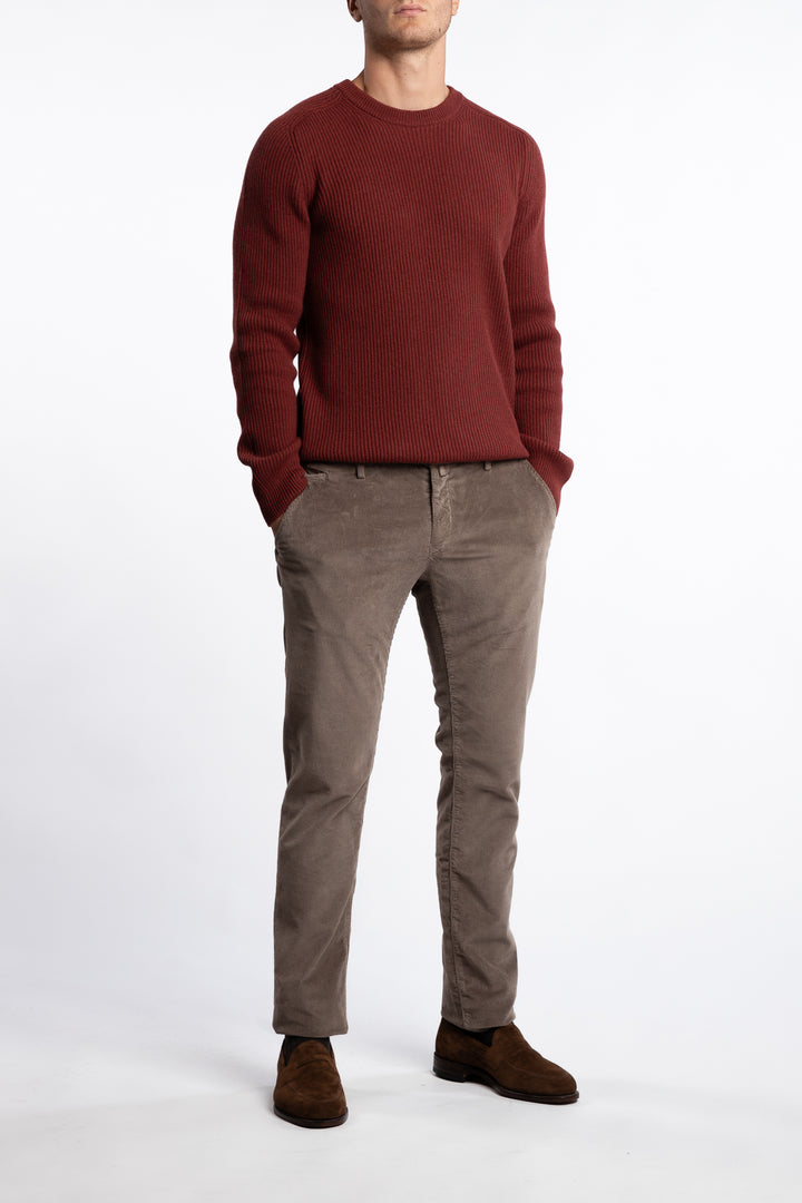 Bobby Slim Fit Corduroy Trousers Elephant Grey
