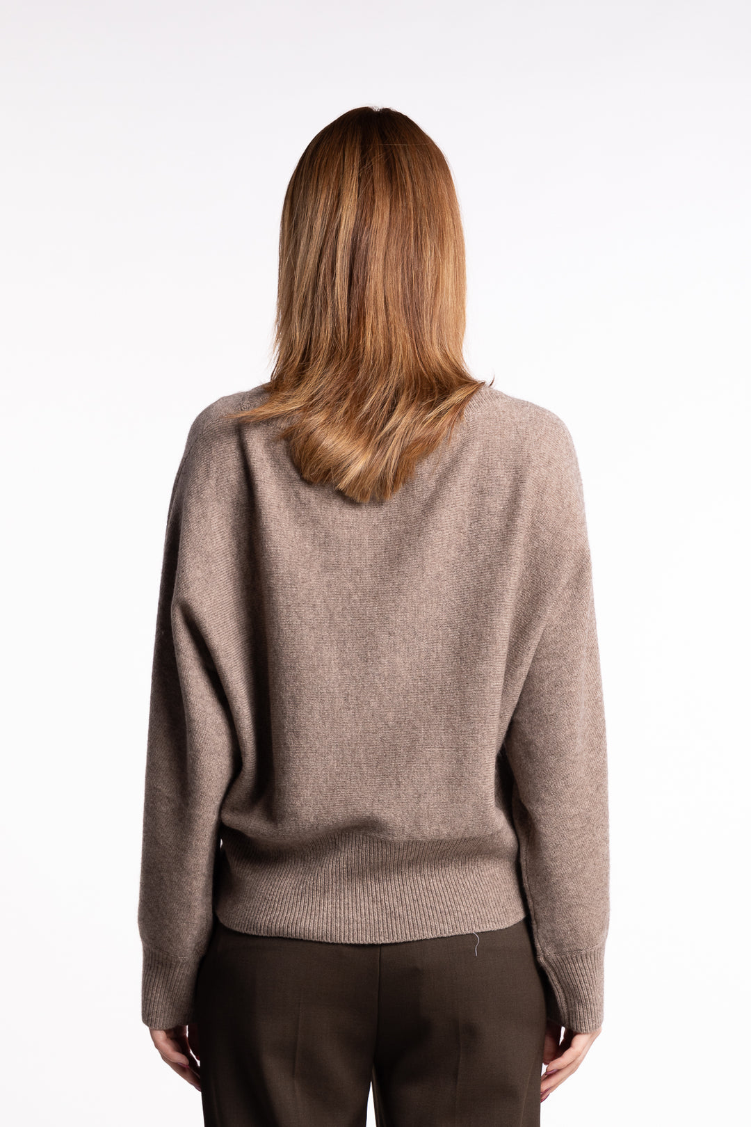 Wool Yak Boatneck Sweater- Taupe Beige