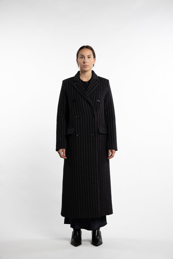 Falcon Coat 15597- Dark Grey Pinstripe