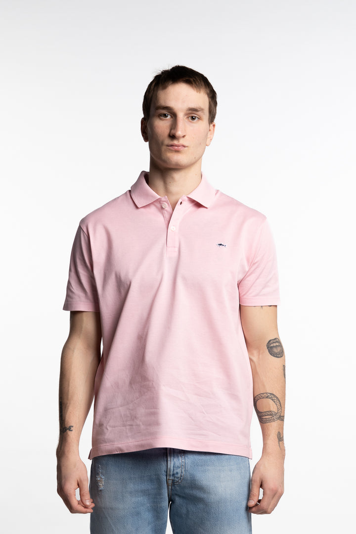 Shark Badge Double Piqué Cotton Polo Light Pink