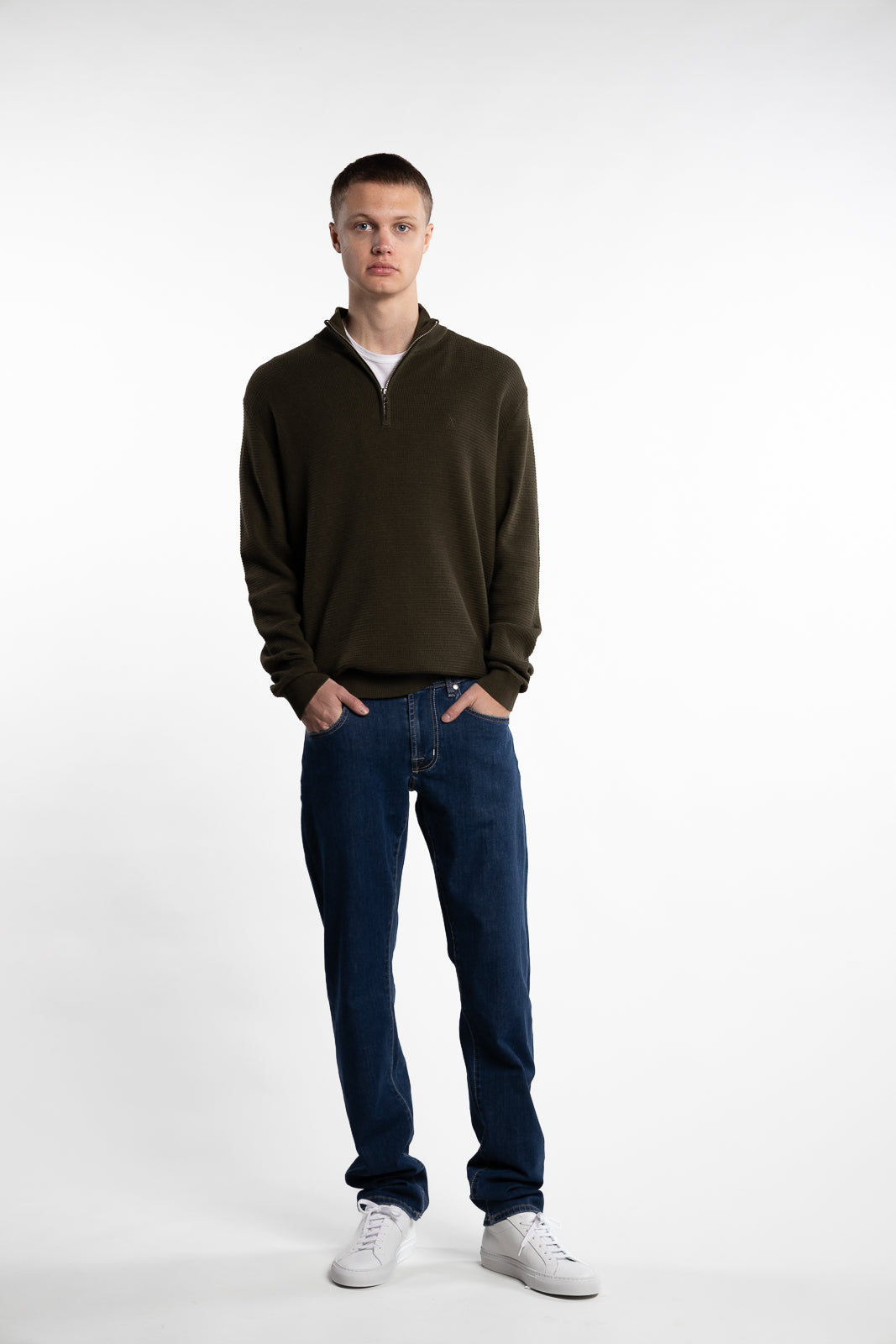 Oscar Half-Zip Knit Army Melange