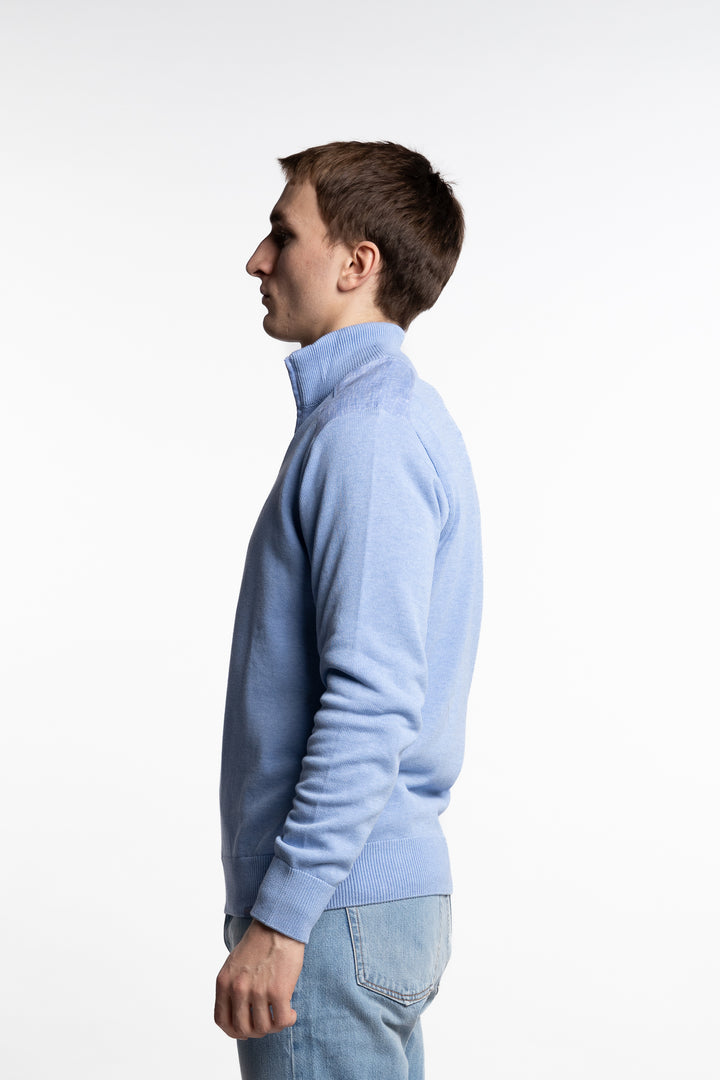 Fresco Cotton Half-Zip Light Blue