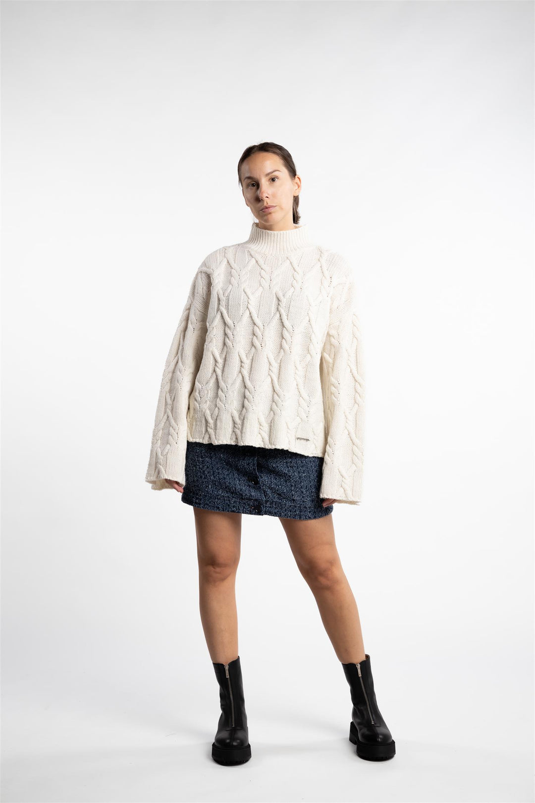 Chunky Cable Turtleneck- Ecru