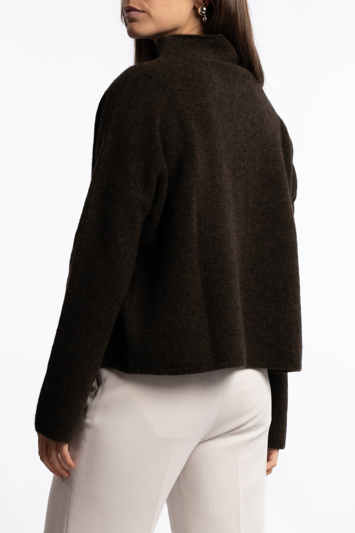 Mika Yak Funnelneck Sweater- Dark khaki green