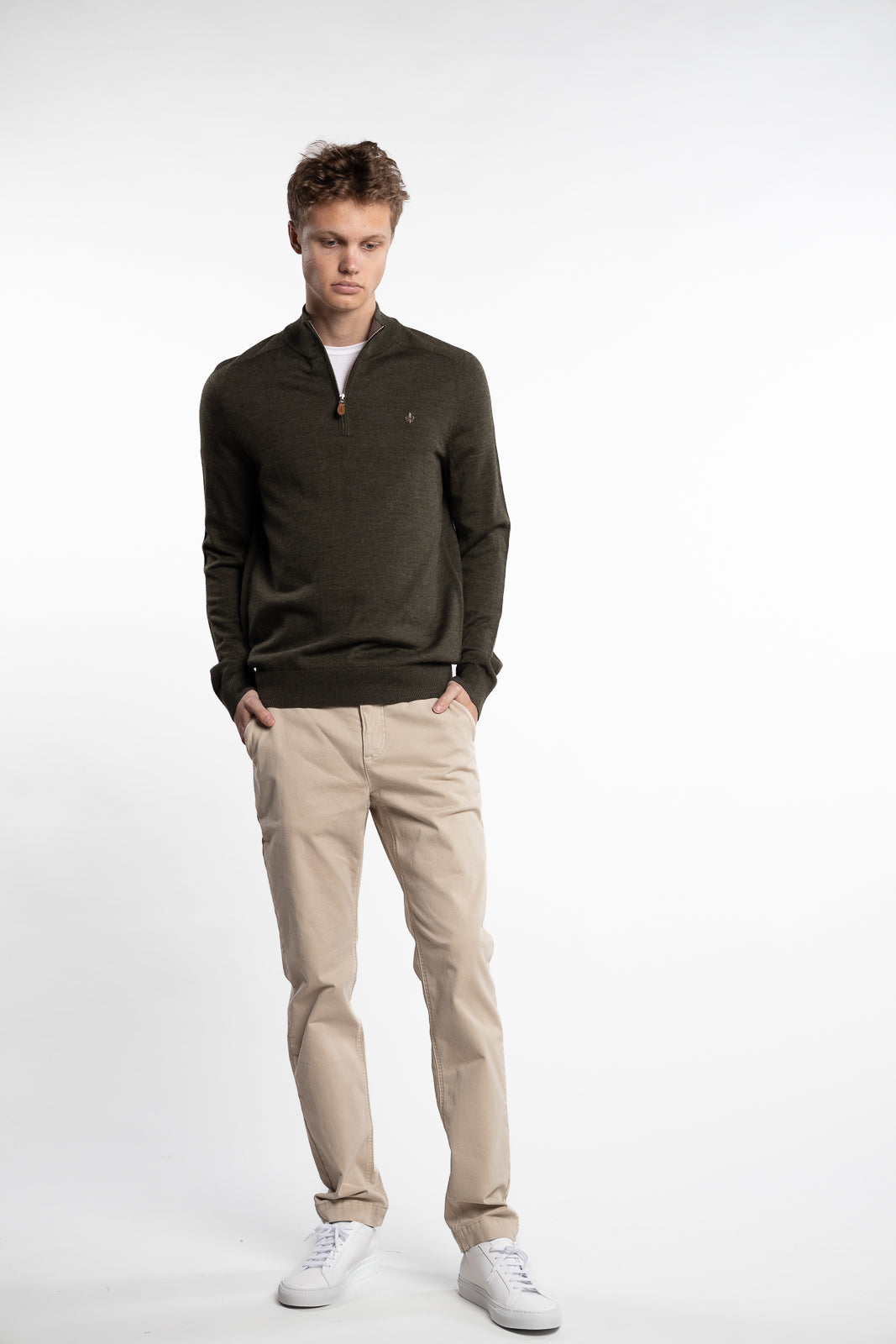 Merino John Zip Olive