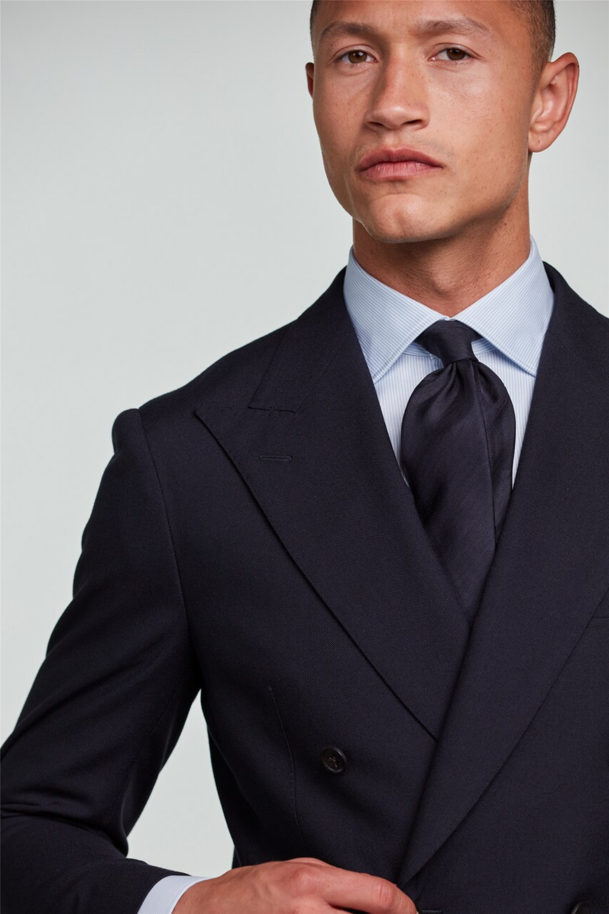 Slimline Pinstriped Twill Shirt Light Blue