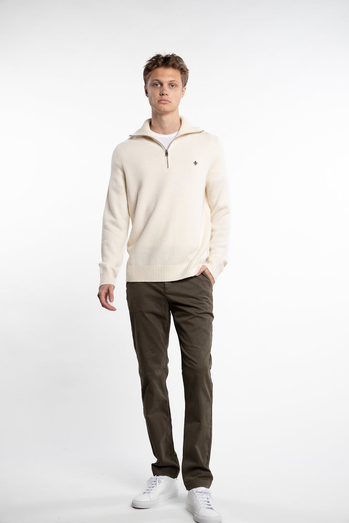 Hertford Merino Half Zip Off-White