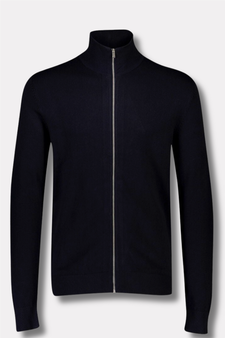 Ecovero Zip Cardigan Navy