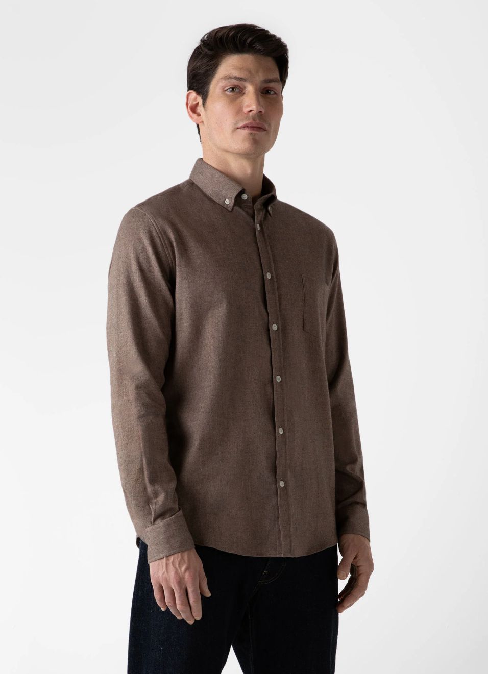 Brushed Cotton Flannel Shirt Beige-Skjorter-Bogartstore