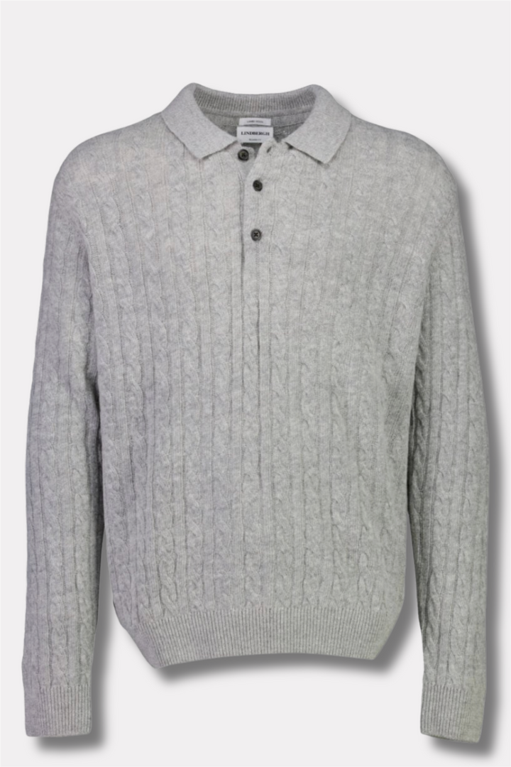 Lambswool L/S Button Polo Mid Grey Mel