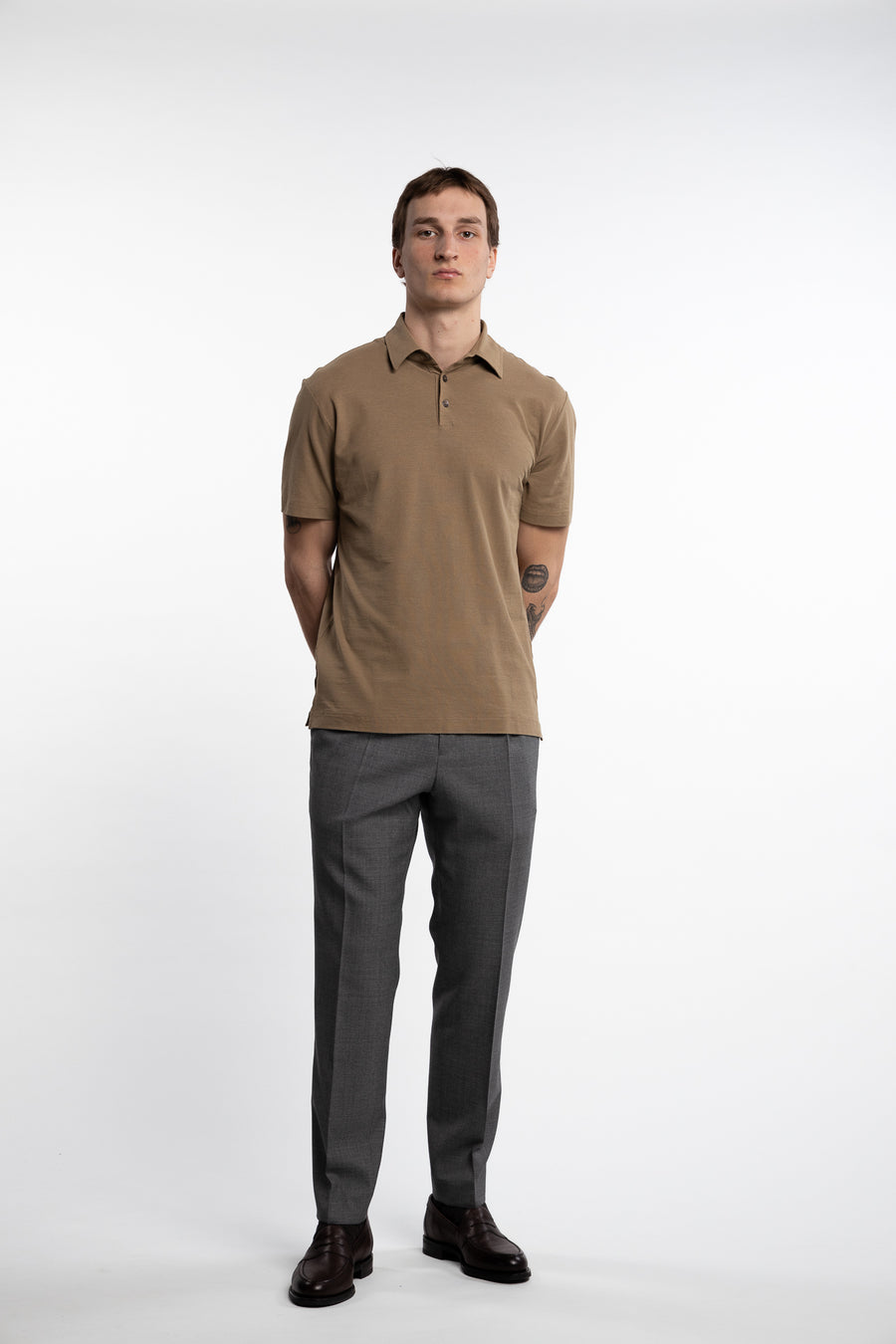 Ice Cotton Short Sleeve Polo Shirt Beige