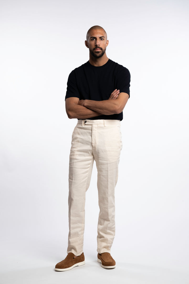 Vulcano Cotton/Linen Chinos Ecru