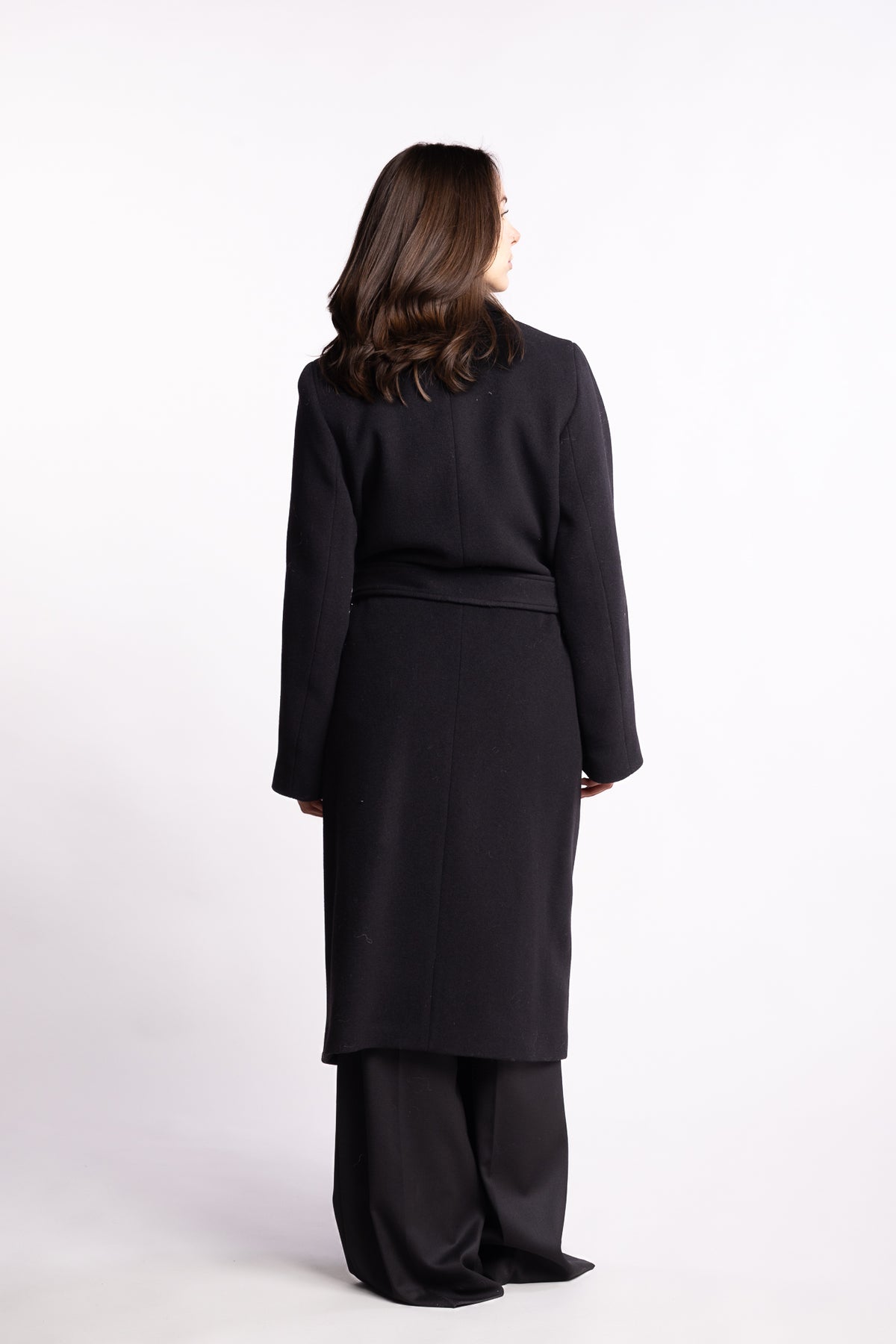 Charlotte Wool Belted Coat- Black