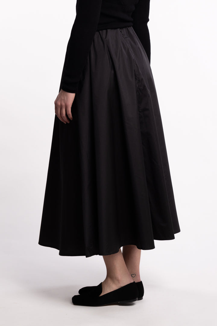 Vivienne Taffeta Midi Skirt - Jet Black