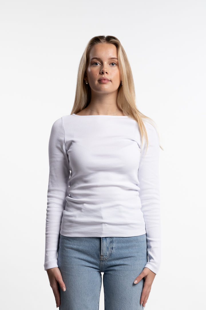 Petronella Rib Boatneck- White