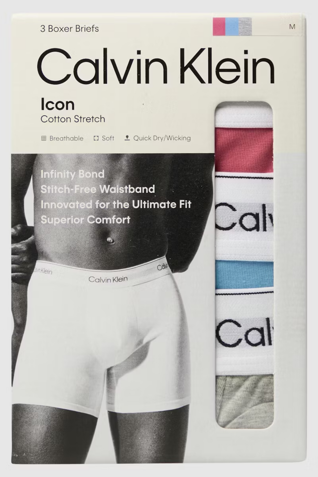 3Pack Boxer Brief  Brilliant Pink/Gulf Blue/Grey Heath