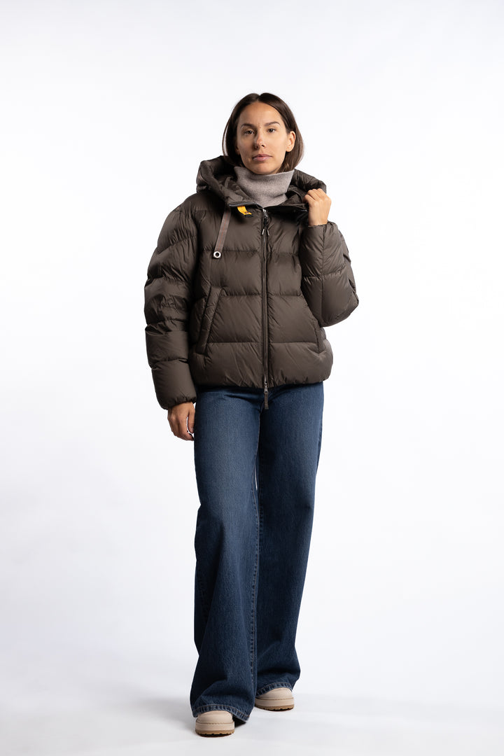 Tilly Hooded Down Jacket - Olive Grey