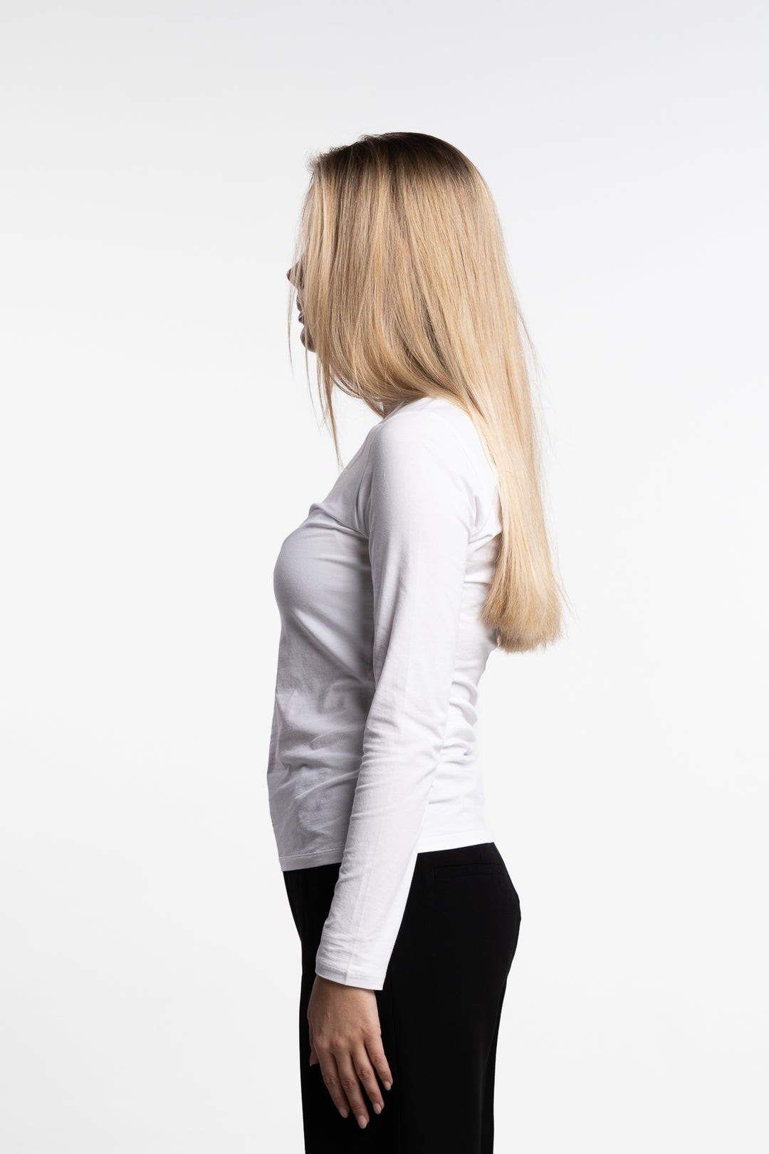 Cotton Stretch Long Sleeve- White